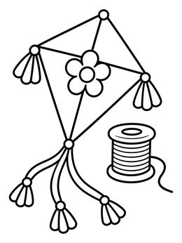 Free printable Festival Kite With Thread Spool coloring page