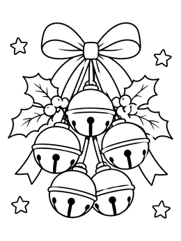 Free printable Festive Jingle Bells With Ribbon coloring page