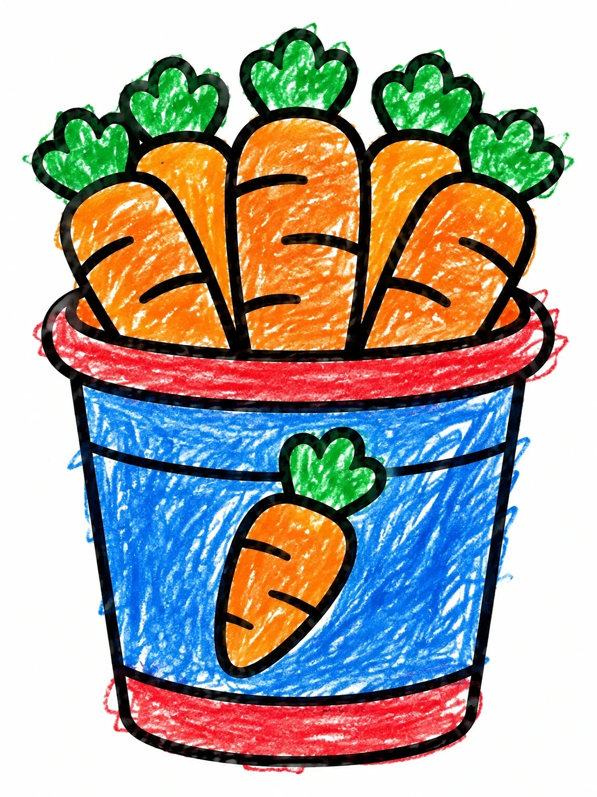 Colored example of the Reindeer Carrot Snack Bucket coloring page