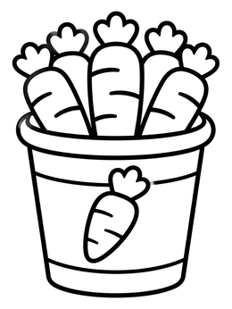 Free printable Reindeer Carrot Snack Bucket coloring page