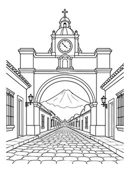 Free printable Santa Catalina Arch In Antigua Guatemala coloring page
