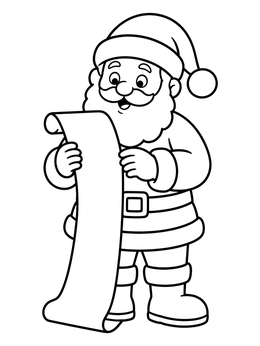 Free printable Santa Claus Checking Long Wishlist coloring page