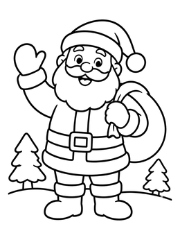 Free printable Cheerful Santa Claus Waving Hello coloring page