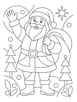 Cheerful Santa Claus Waving coloring page