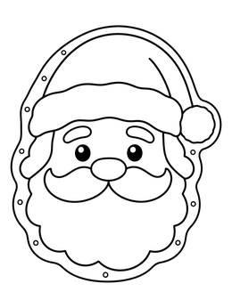 Santa Claus face decorated like a festive christmas cookie coloring page.