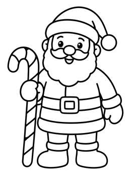 Free printable Santa Claus With Candy Cane coloring page