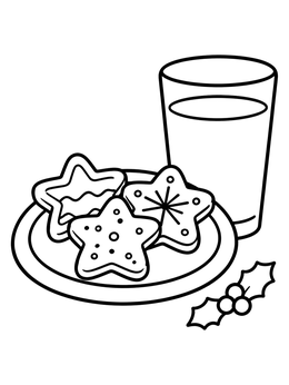 Free printable Holiday Cookies And Milk Glass coloring page