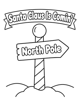 Free printable North Pole Signpost Banner coloring page