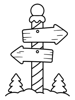 Free printable North Pole Directional Signpost coloring page