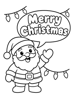Free printable Santa Claus Saying Merry Christmas coloring page