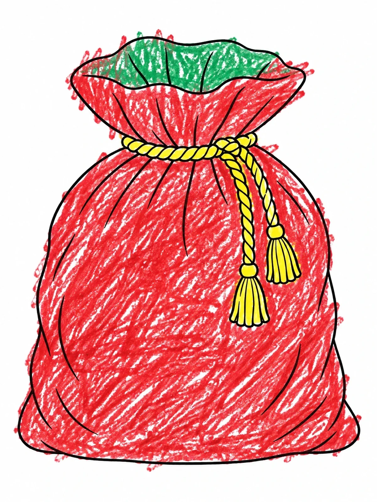 Colored example of the Santa Claus Toy Sack coloring page
