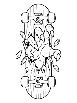 Free printable Monster Hand Skateboard Deck coloring page