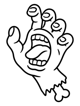 Free printable Classic Santa Cruz Screaming Hand Art coloring page