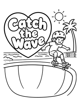 Free printable Skater Boy At The Beach coloring page