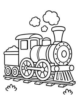 Free printable Vintage Steam Train On Tracks coloring page