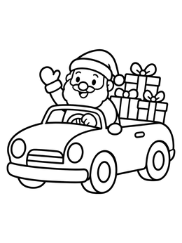 Free printable Santa Driving A Christmas Car coloring page
