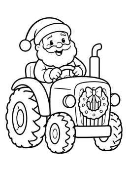 Free printable Santa Claus Driving A Holiday Tractor coloring page