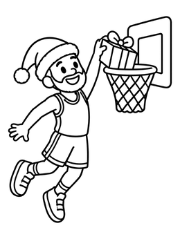 Free printable Santa Dunking A Christmas Present coloring page