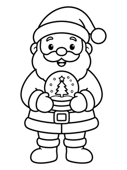 Free printable Santa Holding A Little Snow Globe coloring page