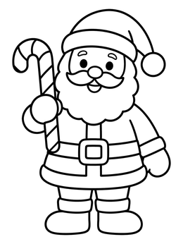 Free printable Santa Holding A Big Candy Cane coloring page