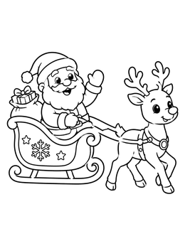 Free printable Santa In Sleigh With Reindeer coloring page