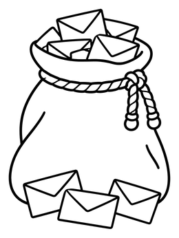 Free printable Santa Mail Bag Full Of Letters coloring page