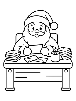 Free printable Santa Reading Letters At Desk coloring page