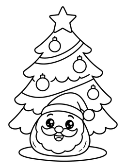 Free printable Santa Rock Under Christmas Tree coloring page