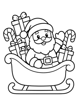 Free printable Santa In Sleigh With Gifts coloring page