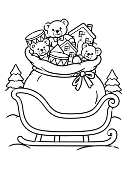 Free printable Toy Sack In Santa's Sleigh coloring page