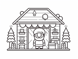 Free printable Santa's Workshop Coloring Scene coloring page