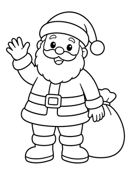 Free printable Cheerful Waving Santa Claus coloring page