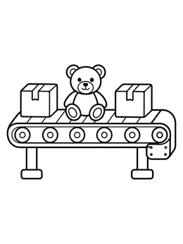 Free printable Workshop Conveyor Belt With Teddy Bear coloring page