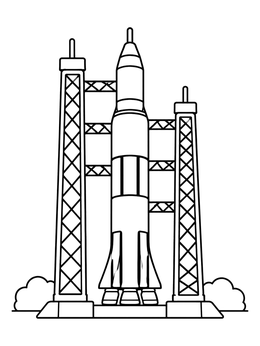 Free printable Saturn V Rocket On Launch Pad coloring page