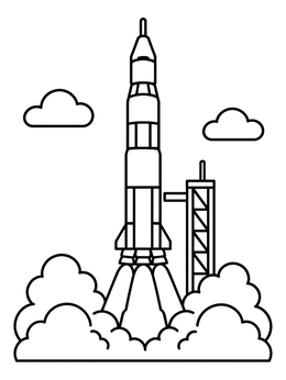 Free printable Saturn V Rocket Launch coloring page