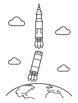 Free printable Saturn V Rocket Stage Separation coloring page