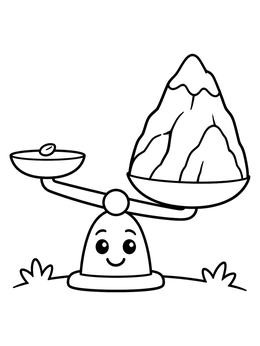 Free printable Cute Scale With Mustard Seed And Mountain coloring page