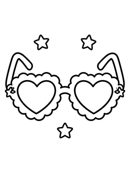Free printable Scalloped Heart Sunglasses With Stars coloring page
