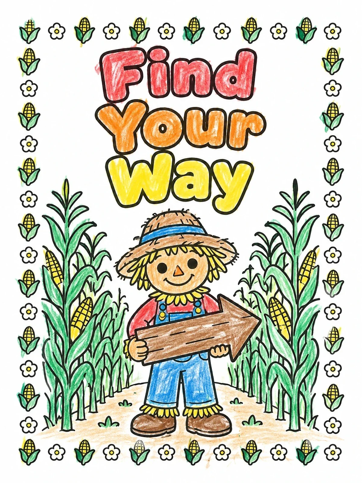Colored example of the Scarecrow In A Corn Maze coloring page