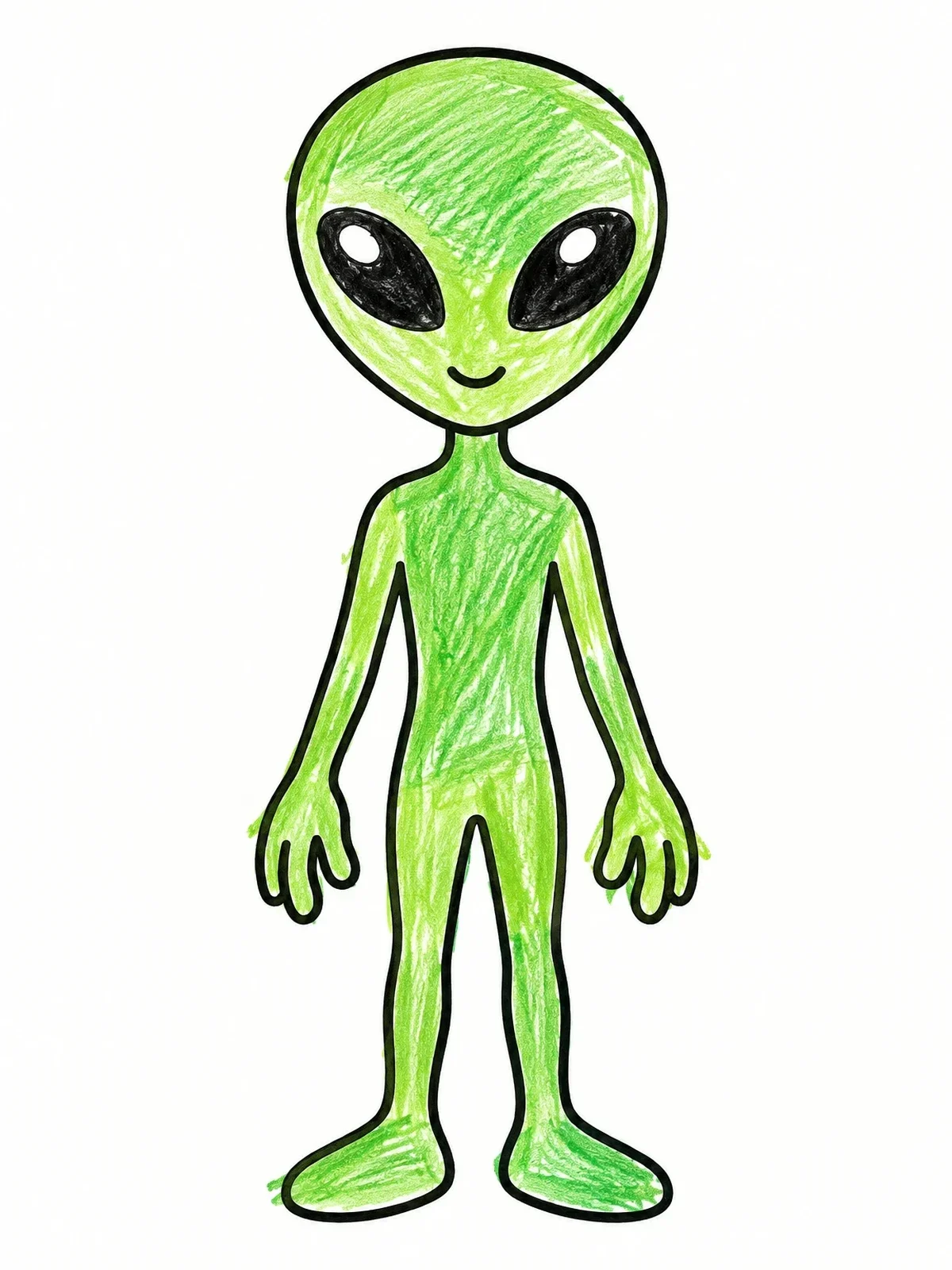 Colored example of the Friendly Extraterrestrial Figure coloring page