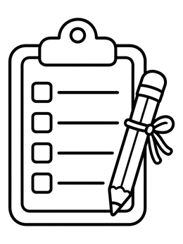 Free printable Clipboard Checklist With Tied Pencil coloring page