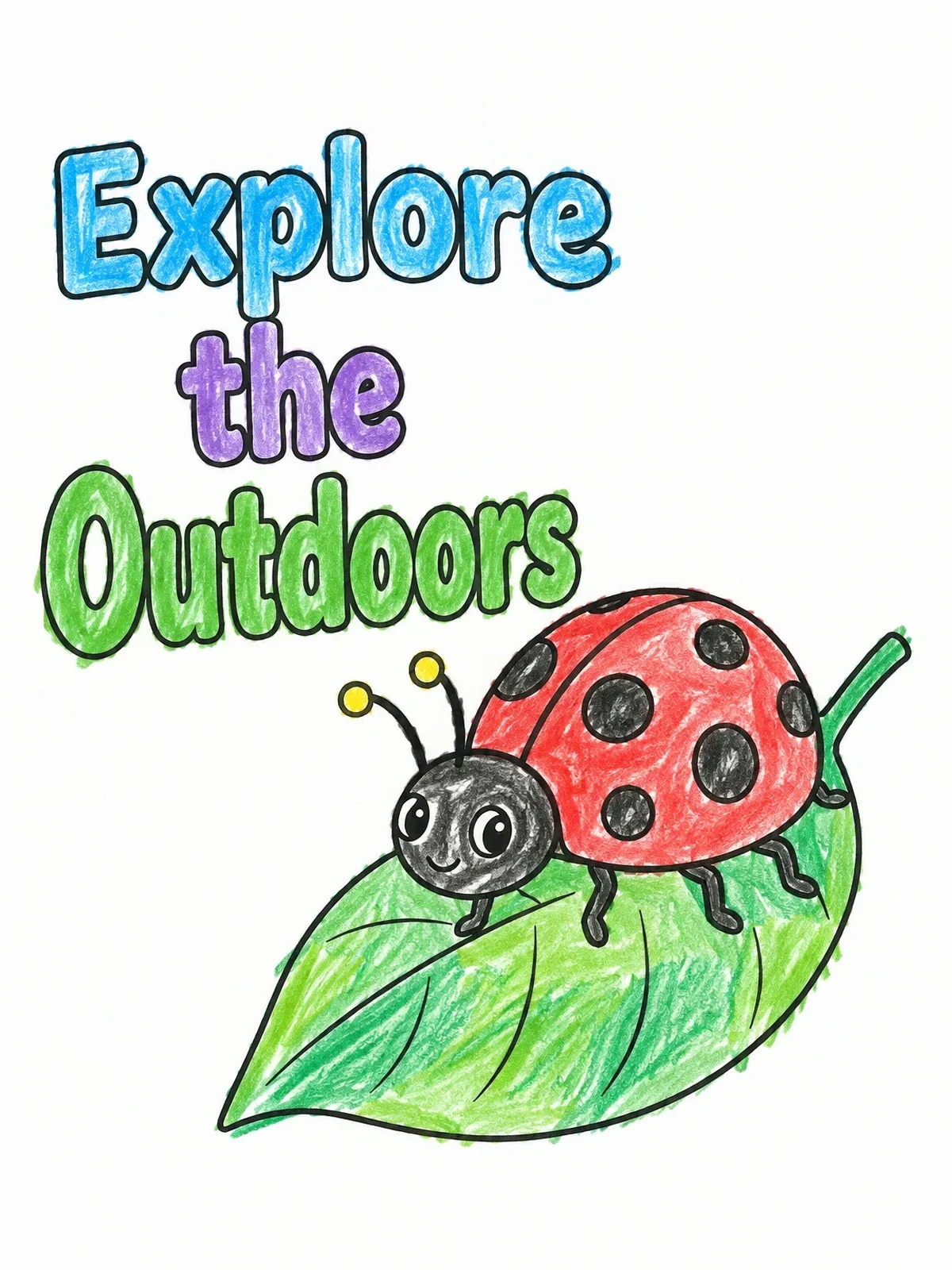Colored example of the Cute Ladybug On Leaf coloring page