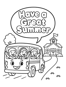 Free printable School Bus Summer Farewell coloring page