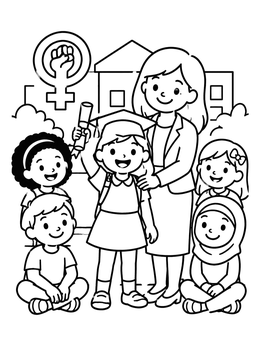 Free printable School Graduation And Feminist Pride coloring page