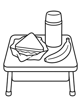 Free printable School Lunch On Desk coloring page