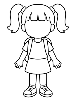 Free printable Schoolgirl With Pigtails Blank Template coloring page