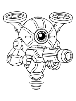 Free printable Sci Fi Flying Robot Drone coloring page