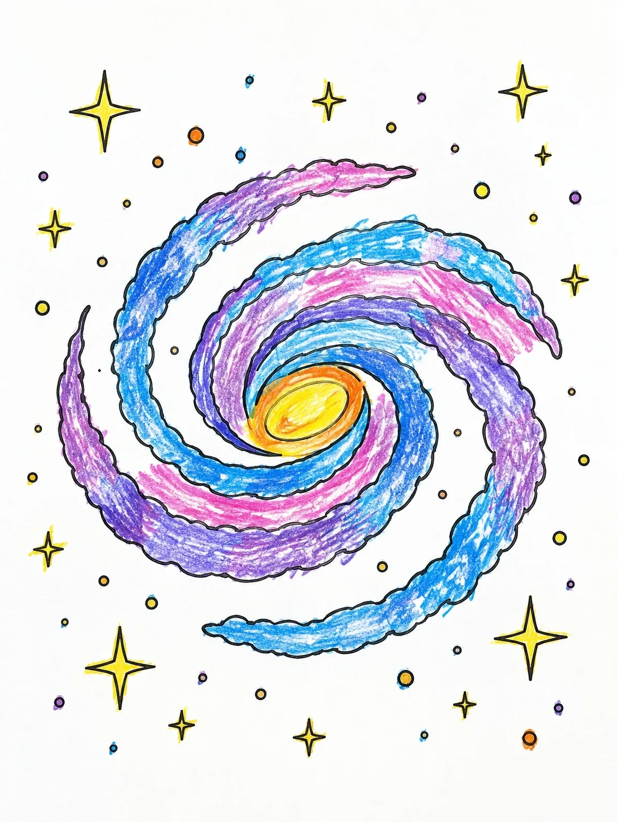 Colored example of the Cosmic Spiral Galaxy With Stars coloring page