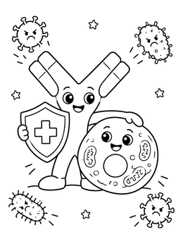 Free printable Cute Antibody Protecting Cell coloring page