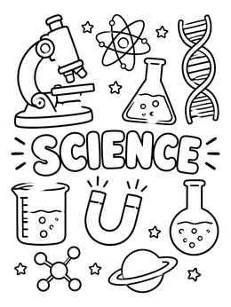 Free printable Science Doodles And Laboratory Equipment coloring page